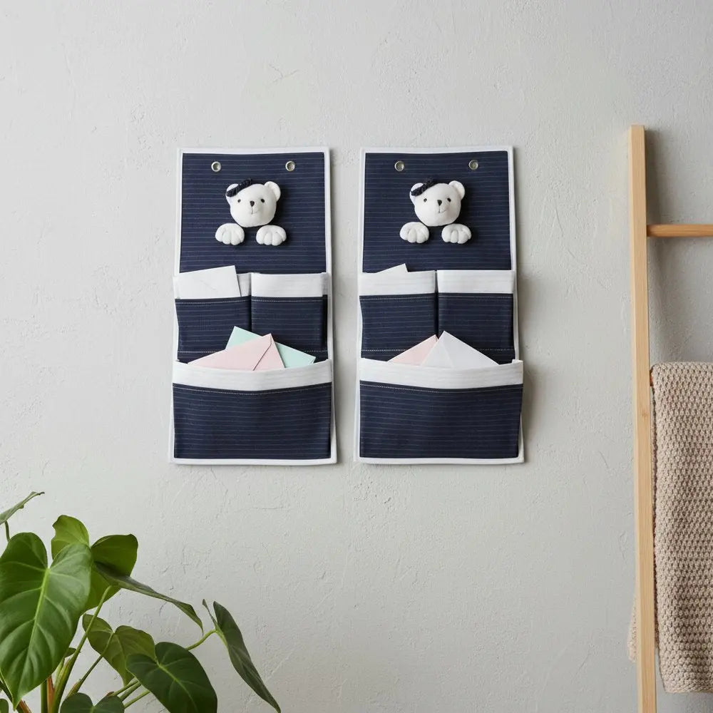 Set of Two Black And White Fabric Wall Hanger - NOBLE HOME INTERIORS