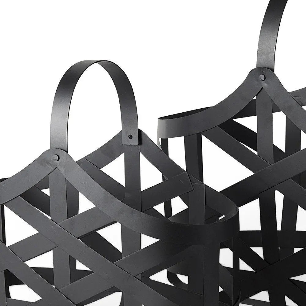 Set Of Two Black Geometric Metal Baskets - NOBLE HOME INTERIORS
