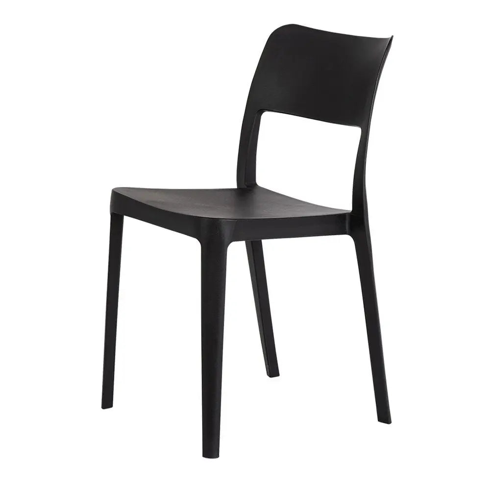 Set of Two Black Heavy Duty Plastic Outdoor Stacking Accent Chairs - NOBLE HOME INTERIORS