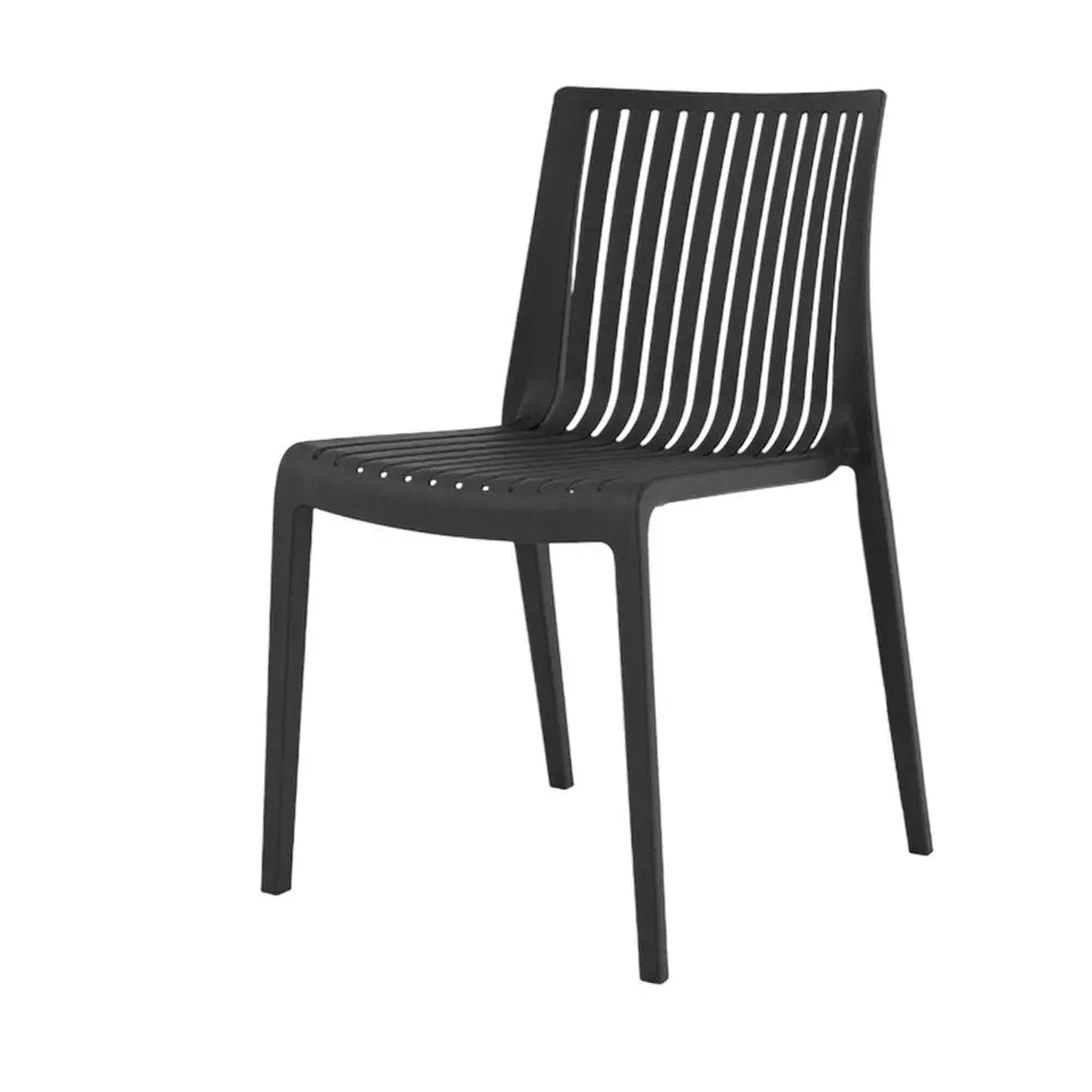 Set of Two Black Heavy Duty Plastic Outdoor Stacking Accent Chairs - NOBLE HOME INTERIORS