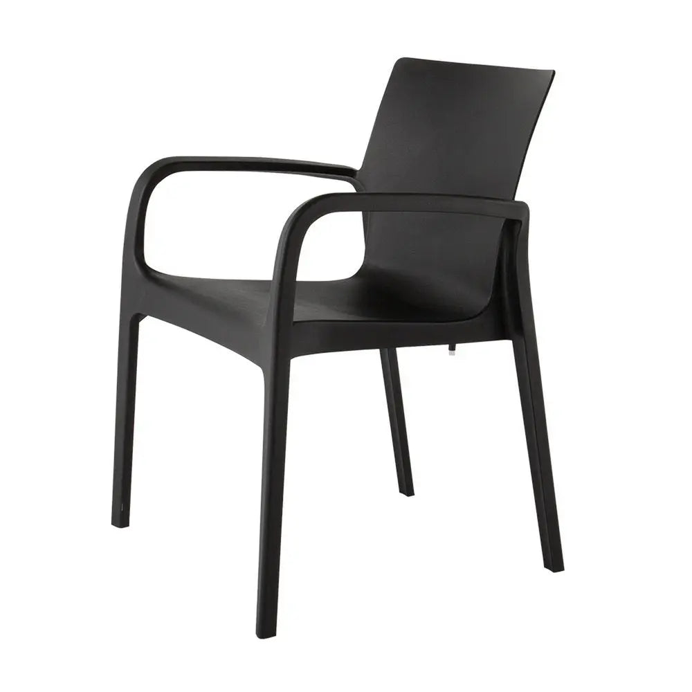 Set of Two Black Heavy Duty Plastic Outdoor Stacking Dining Chairs - NOBLE HOME INTERIORS