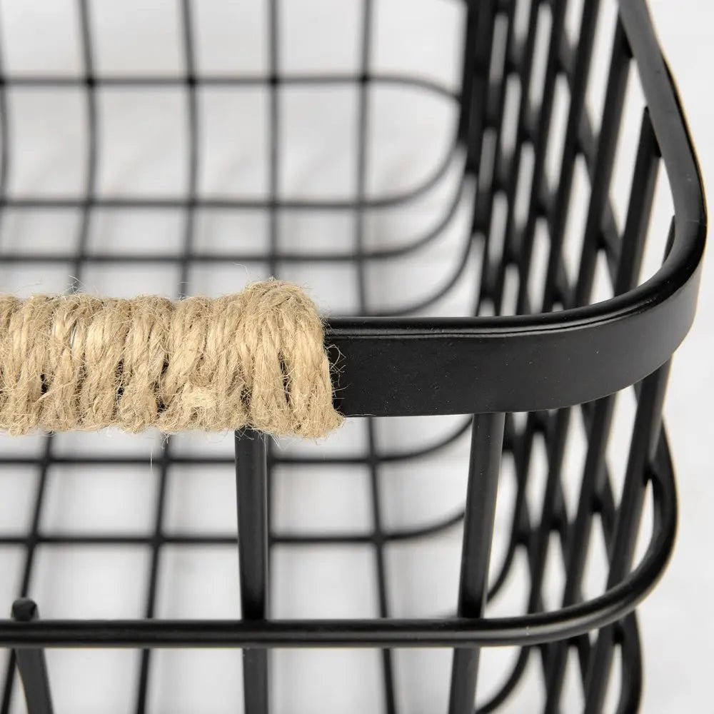 Set of Two Black Metal Basket - NOBLE HOME INTERIORS