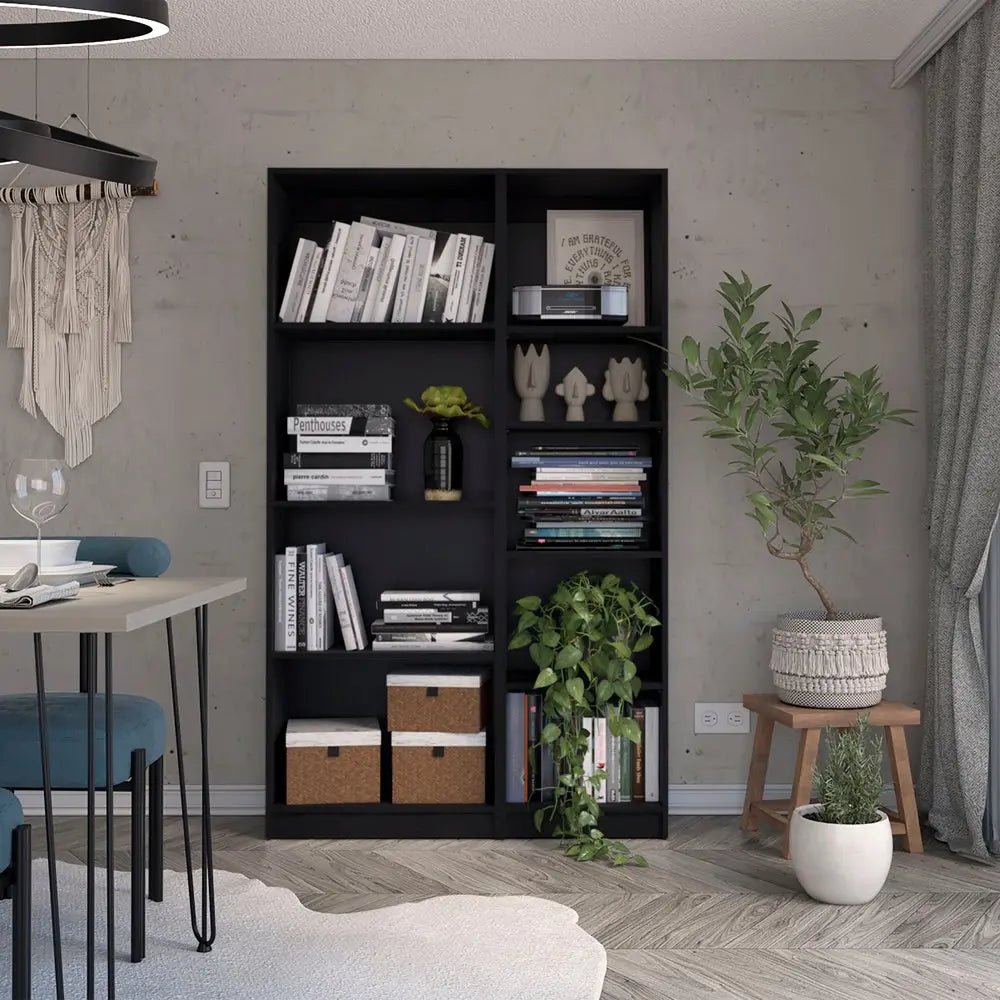 Set of Two Black Wood Multi Tier Bookcases - NOBLE HOME INTERIORS