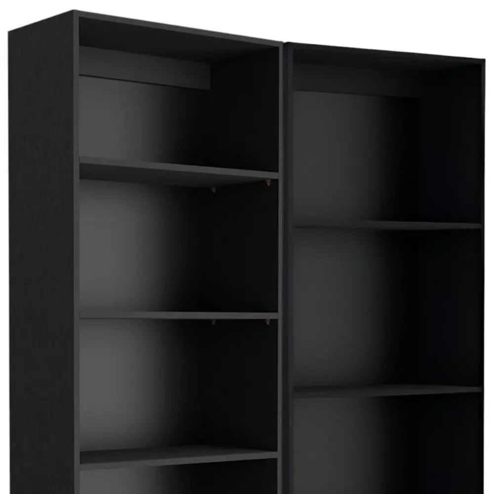 Set of Two Black Wood Multi Tier Bookcases - NOBLE HOME INTERIORS