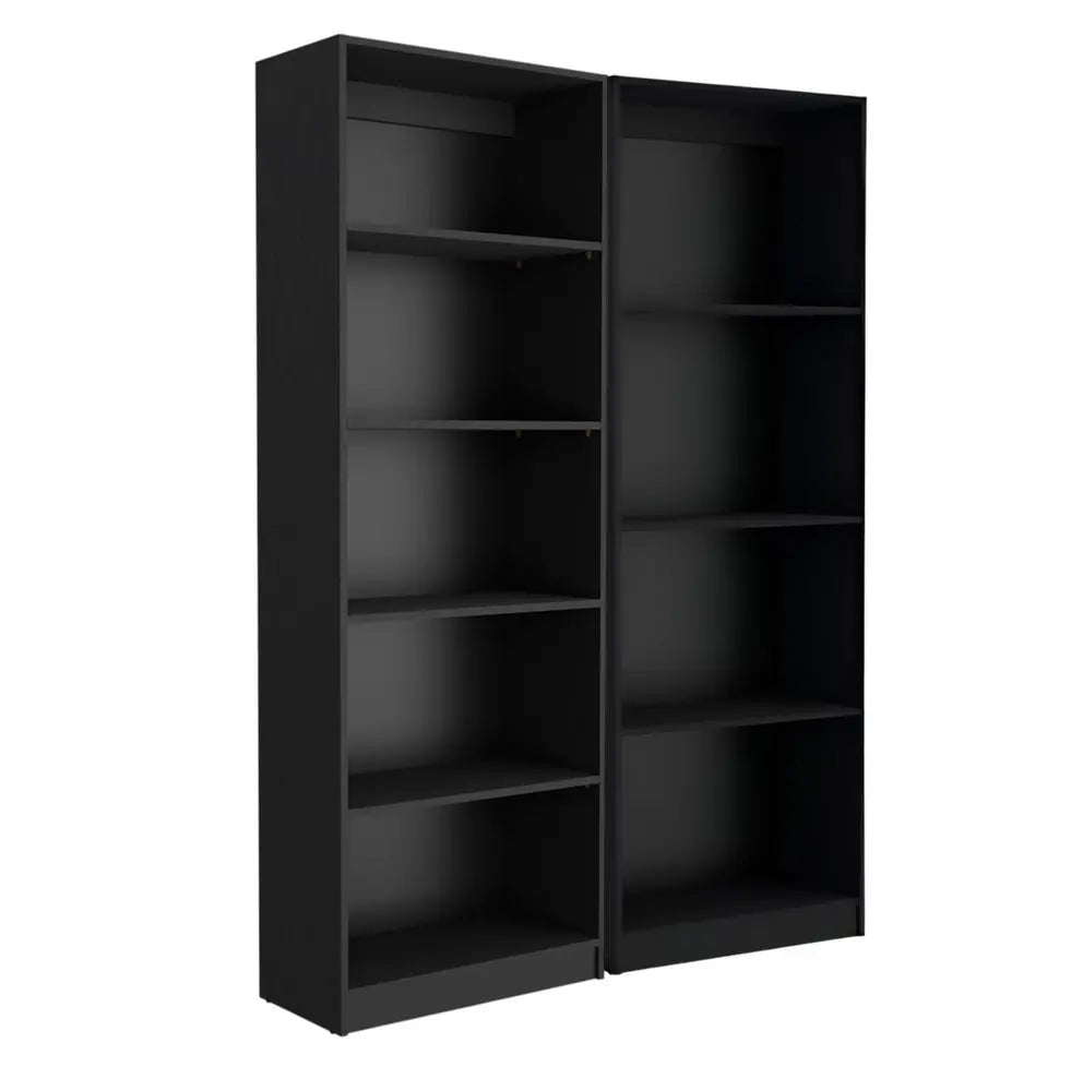 Set of Two Black Wood Multi Tier Bookcases - NOBLE HOME INTERIORS