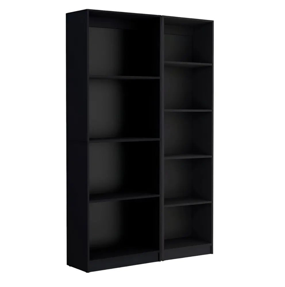 Set of Two Black Wood Multi Tier Bookcases - NOBLE HOME INTERIORS