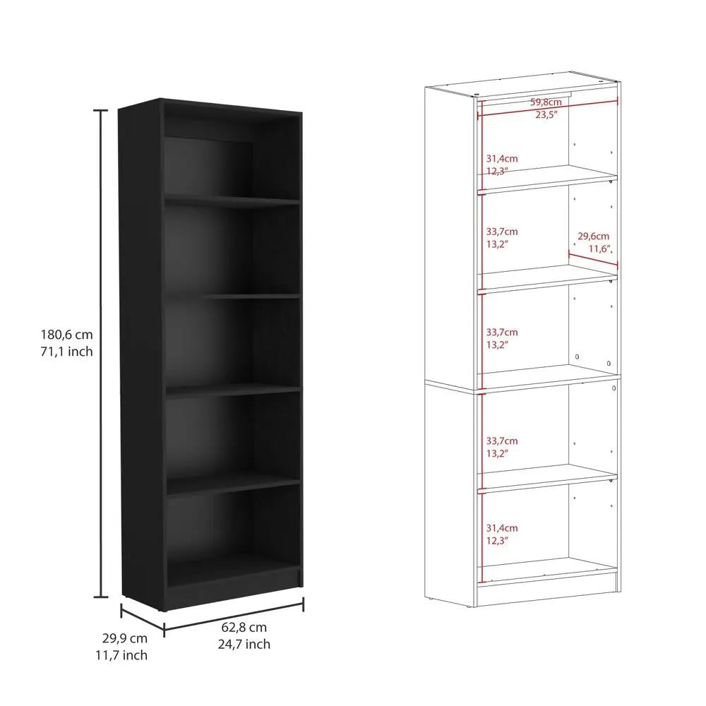 Set of Two Black Wood Multi Tier Bookcases - NOBLE HOME INTERIORS