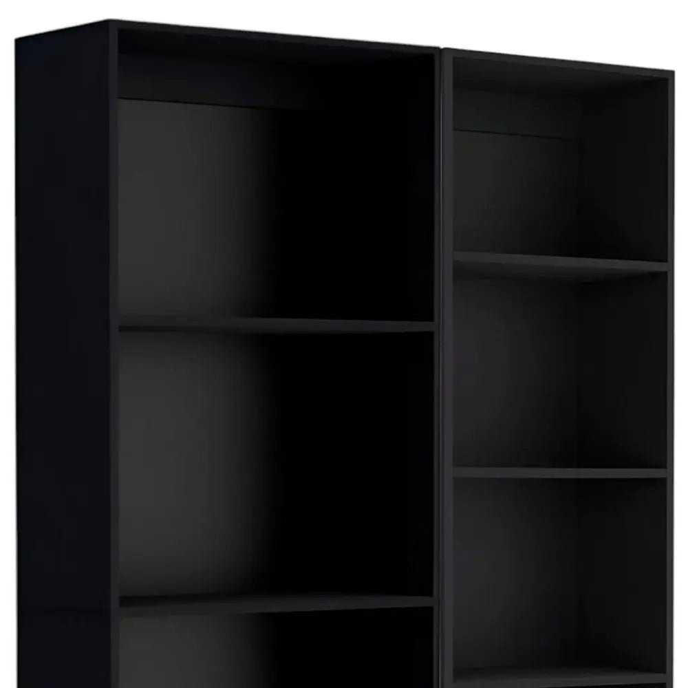 Set of Two Black Wood Multi Tier Bookcases - NOBLE HOME INTERIORS