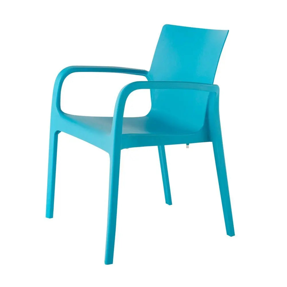 Set of Two Blue Heavy Duty Plastic Outdoor Stacking Dining Chairs - NOBLE HOME INTERIORS