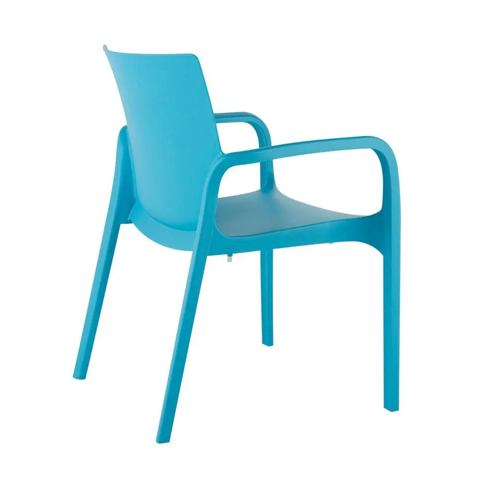 Set of Two Blue Heavy Duty Plastic Outdoor Stacking Dining Chairs - NOBLE HOME INTERIORS