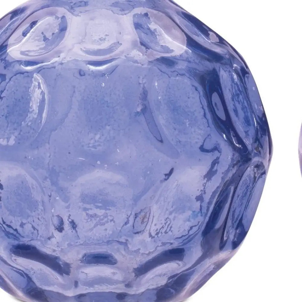 Set of Two Blue Round Glass Table Vase - NOBLE HOME INTERIORS