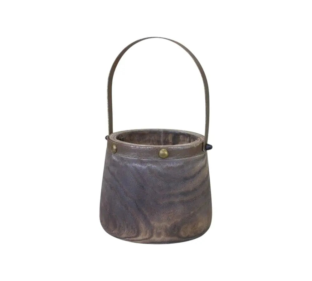 Set of Two Brown Round Wood Table Vase - NOBLE HOME INTERIORS