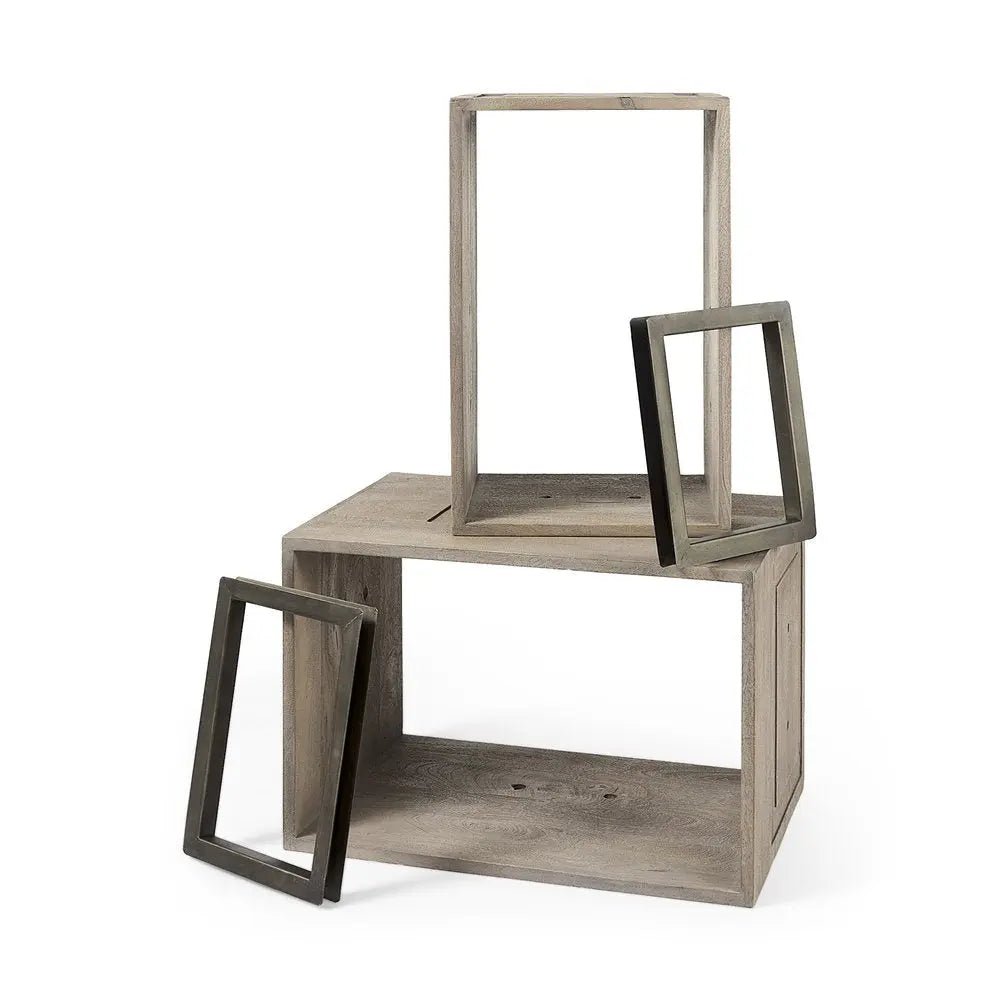 Set of Two Brown Solid and Manufactured Wood Two Tier Floating Bookcase - NOBLE HOME INTERIORS