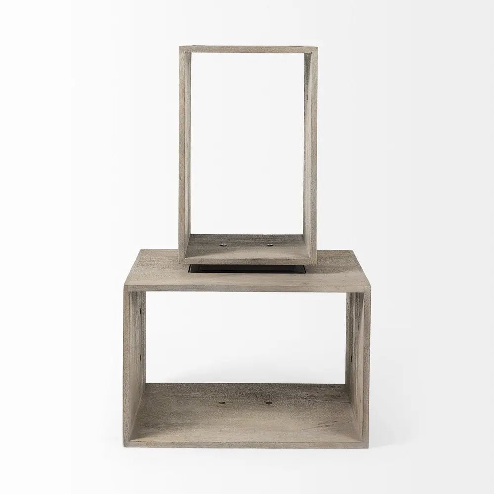 Set of Two Brown Solid and Manufactured Wood Two Tier Floating Bookcase - NOBLE HOME INTERIORS