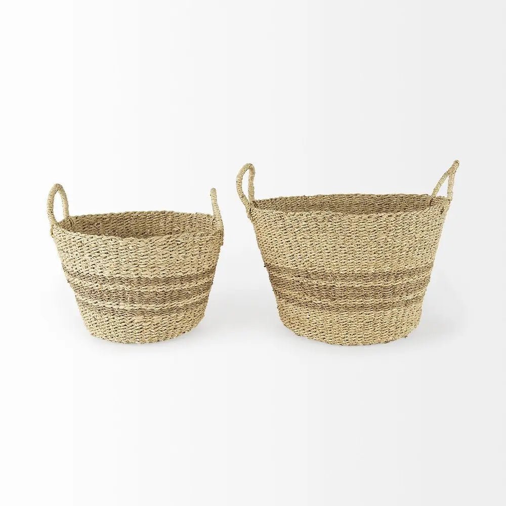 Set of Two Brown Wicker Basket - NOBLE HOME INTERIORS