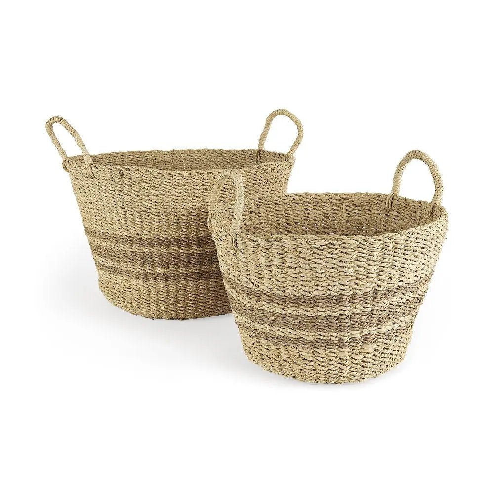 Set of Two Brown Wicker Basket - NOBLE HOME INTERIORS