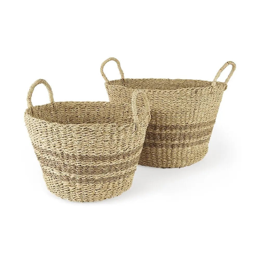 Set of Two Brown Wicker Basket - NOBLE HOME INTERIORS