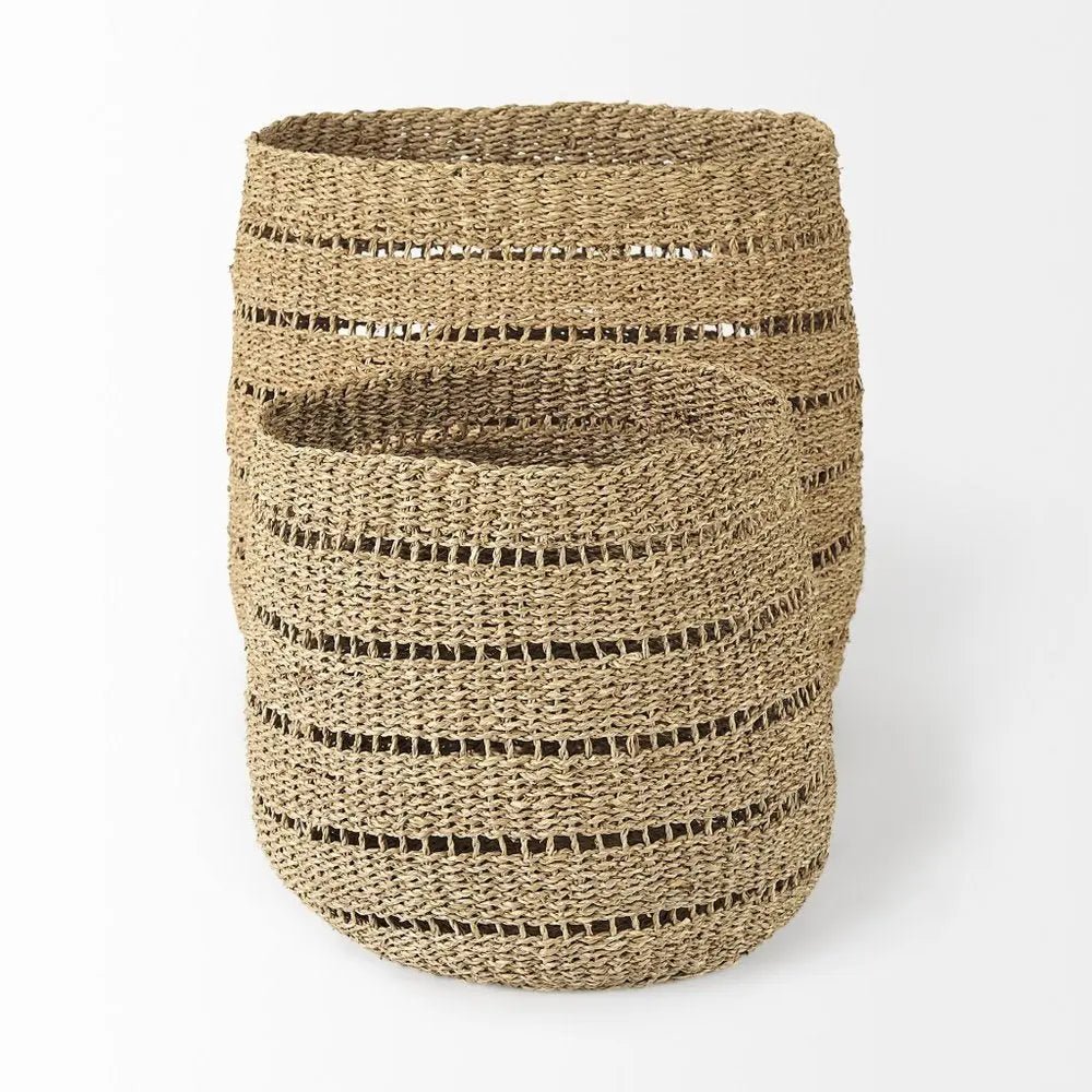 Set of Two Brown Wicker Basket - NOBLE HOME INTERIORS