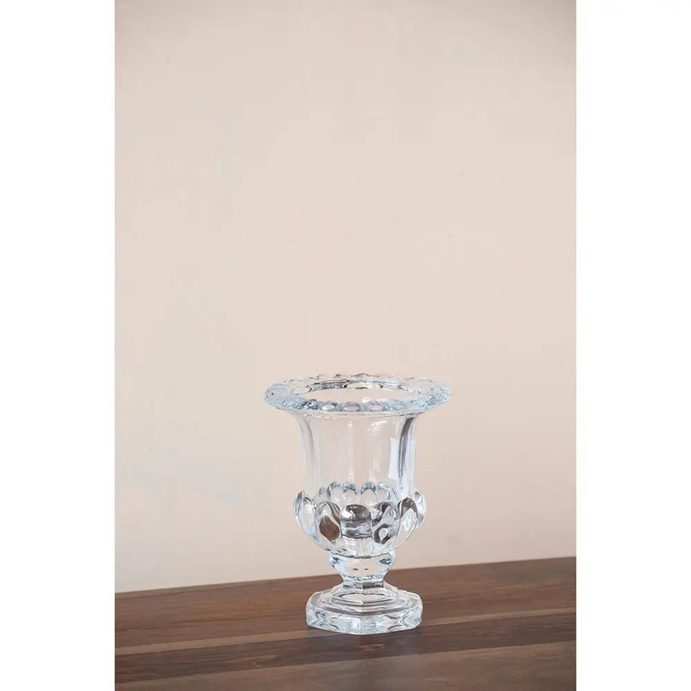 Set of Two Clear Glass Urn Table Vases - NOBLE HOME INTERIORS