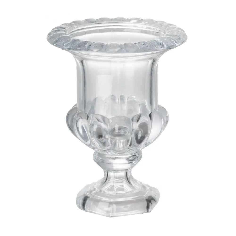 Set of Two Clear Glass Urn Table Vases - NOBLE HOME INTERIORS