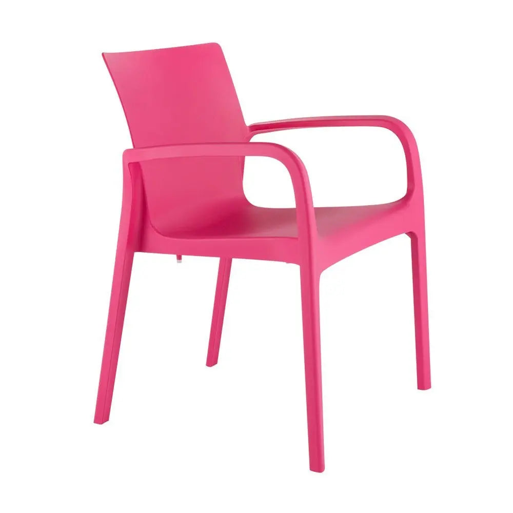 Set of Two Fuchsia Heavy Duty Plastic Outdoor Stacking Dining Chairs - NOBLE HOME INTERIORS