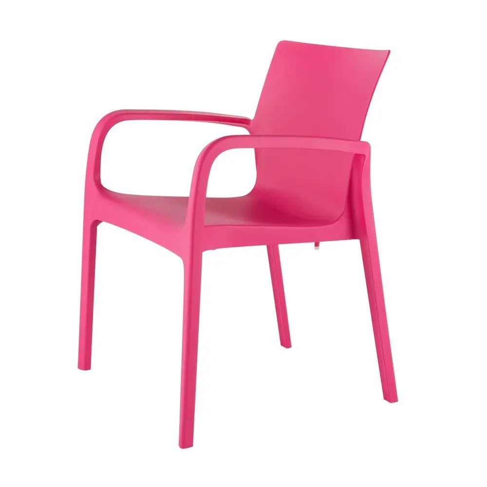 Set of Two Fuchsia Heavy Duty Plastic Outdoor Stacking Dining Chairs - NOBLE HOME INTERIORS