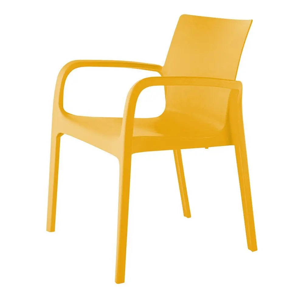 Set of Two Gold Heavy Duty Plastic Outdoor Stacking Dining Chairs - NOBLE HOME INTERIORS