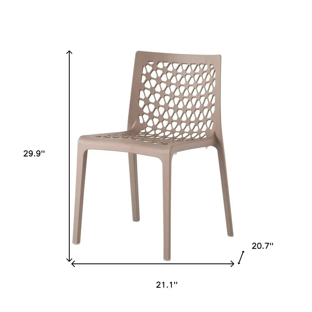 Set of Two Gray Heavy Duty Plastic Outdoor Stacking Dining Chairs - NOBLE HOME INTERIORS