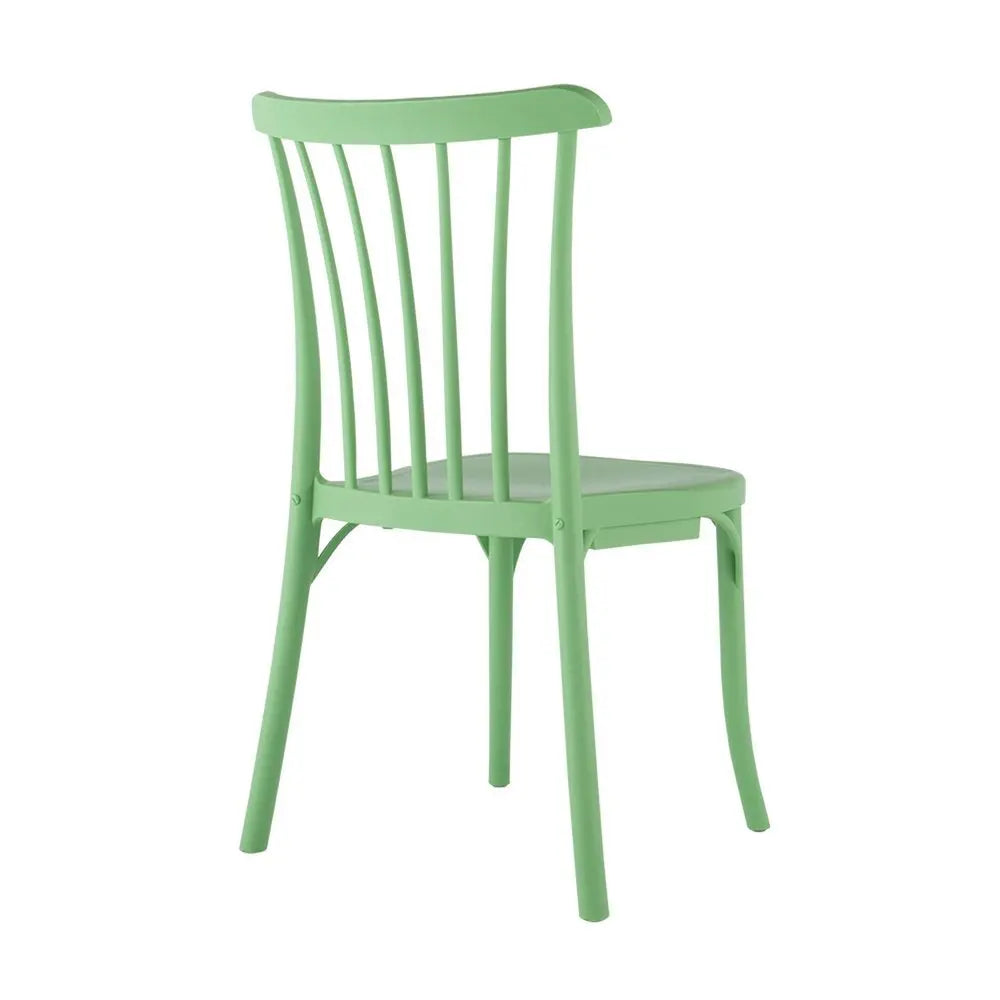 Set of Two Green Heavy Duty Plastic Outdoor Stacking Dining Chairs - NOBLE HOME INTERIORS