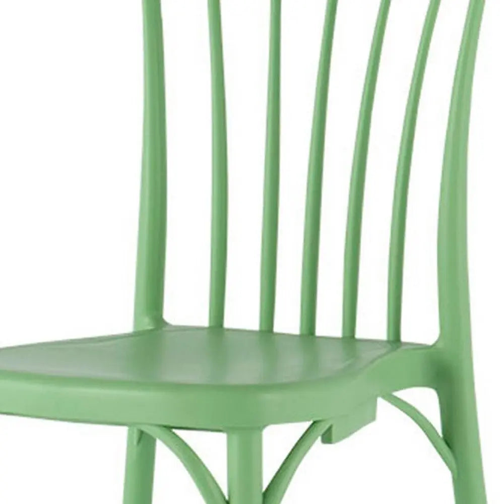 Set of Two Green Heavy Duty Plastic Outdoor Stacking Dining Chairs - NOBLE HOME INTERIORS