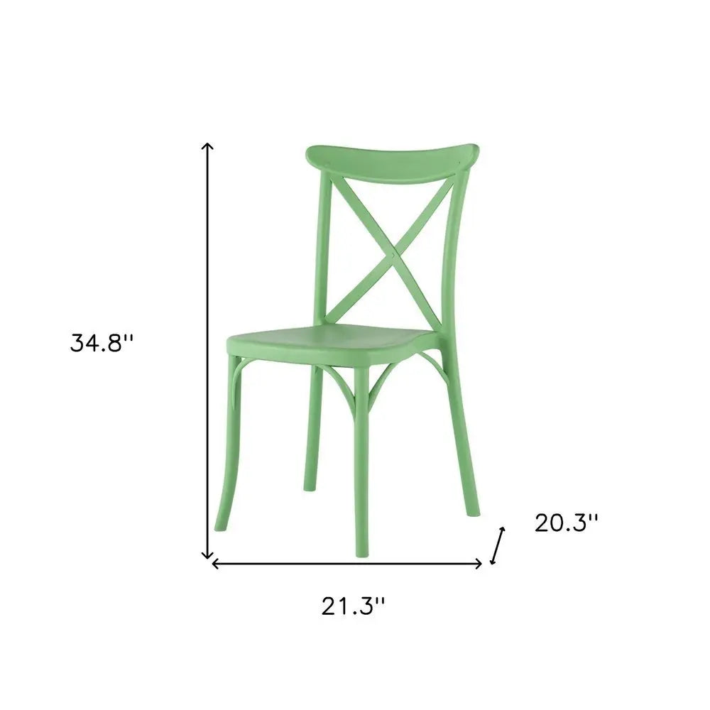 Set of Two Green Heavy Duty Plastic Outdoor Stacking Dining Chairs - NOBLE HOME INTERIORS