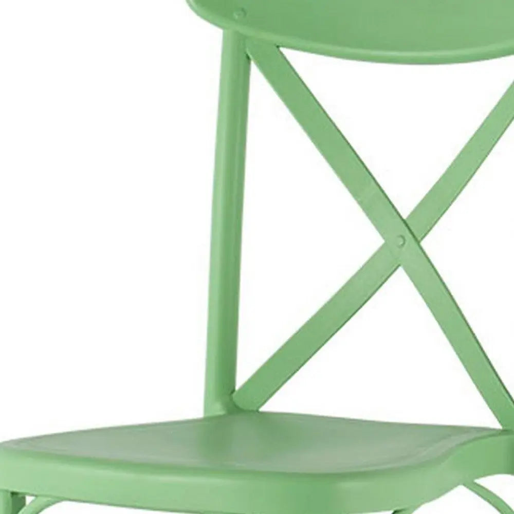 Set of Two Green Heavy Duty Plastic Outdoor Stacking Dining Chairs - NOBLE HOME INTERIORS