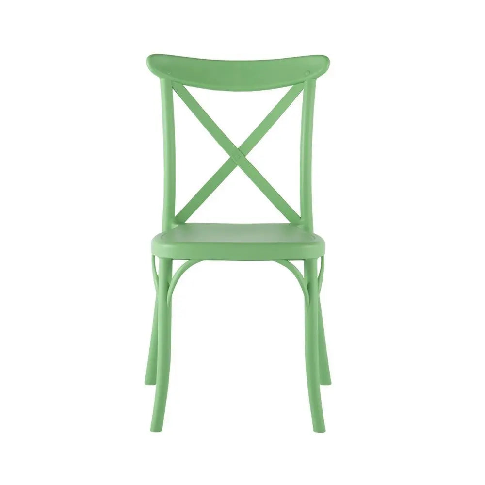 Set of Two Green Heavy Duty Plastic Outdoor Stacking Dining Chairs - NOBLE HOME INTERIORS