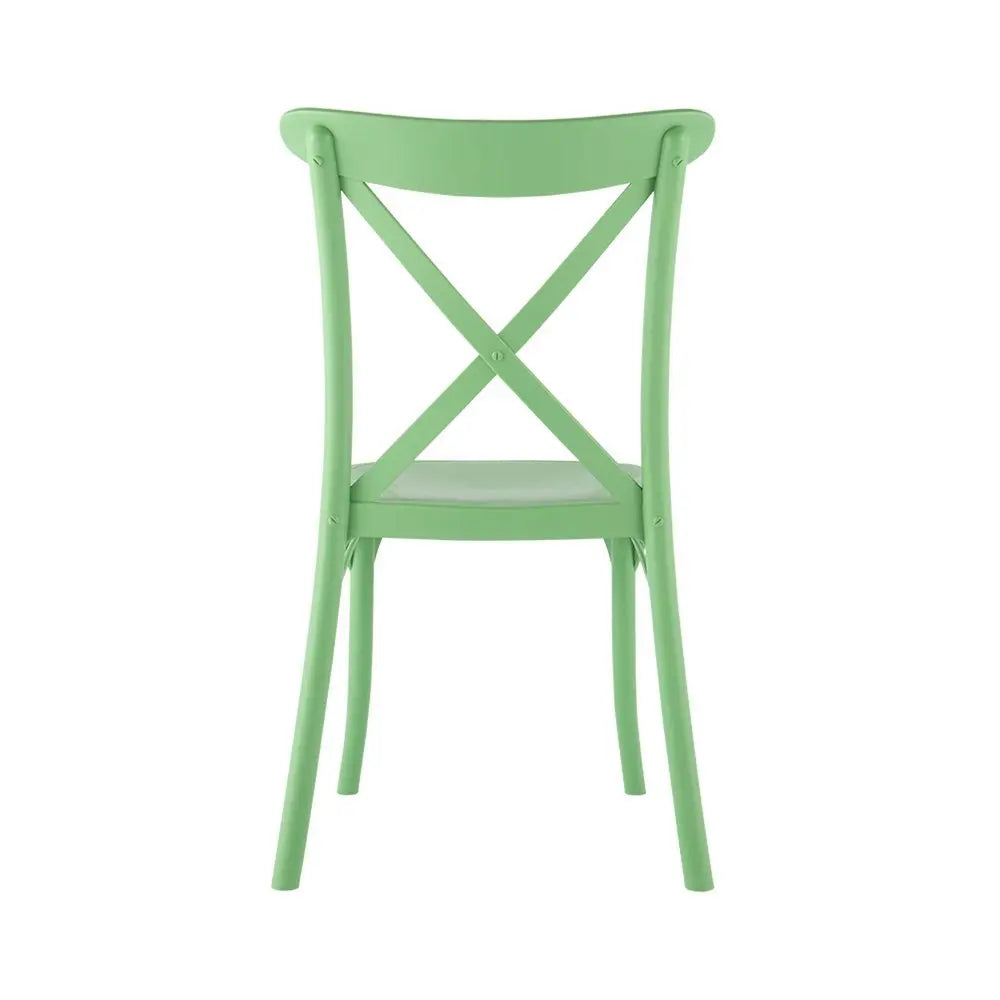 Set of Two Green Heavy Duty Plastic Outdoor Stacking Dining Chairs - NOBLE HOME INTERIORS
