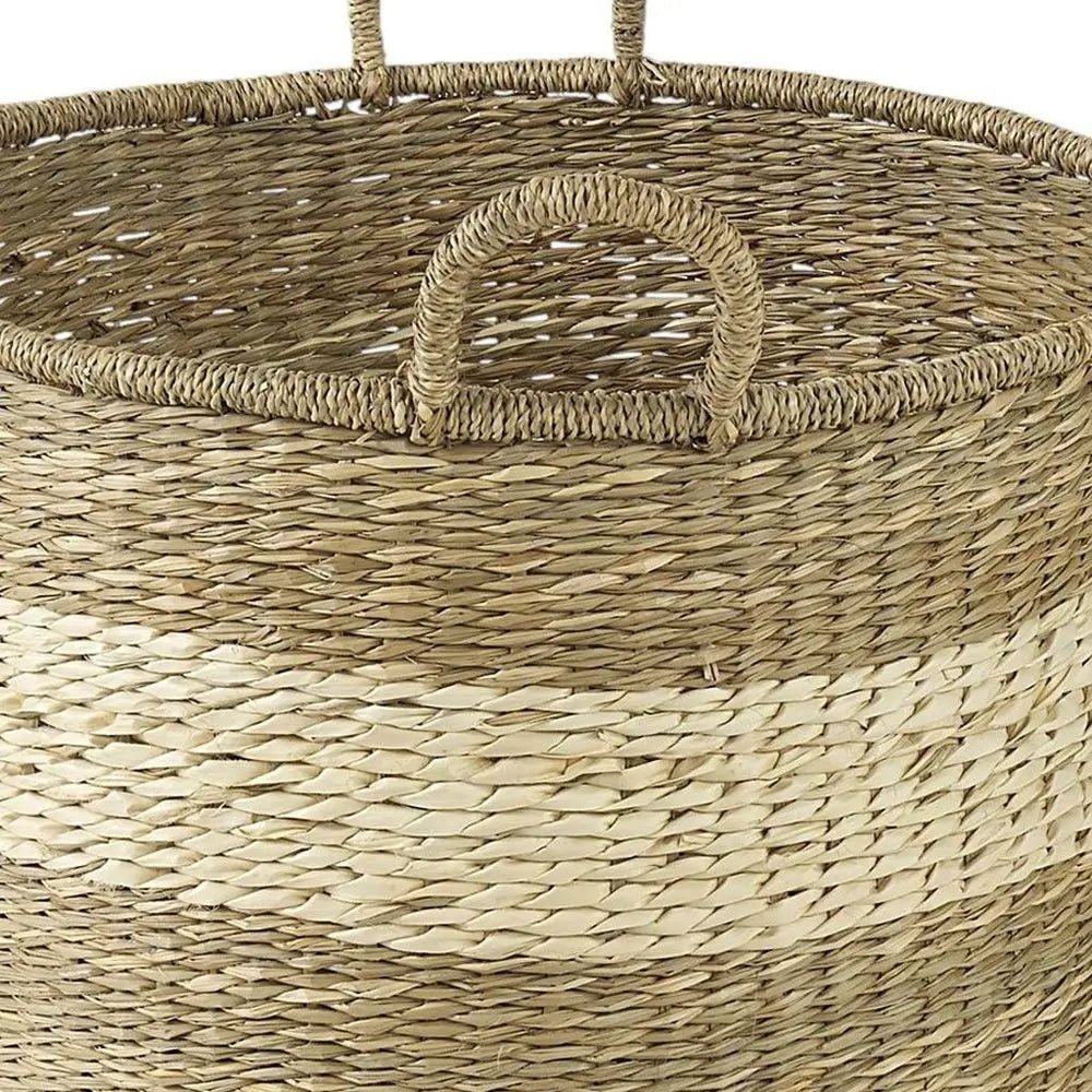 Set of Two Natural And Beige Wicker Basket - NOBLE HOME INTERIORS