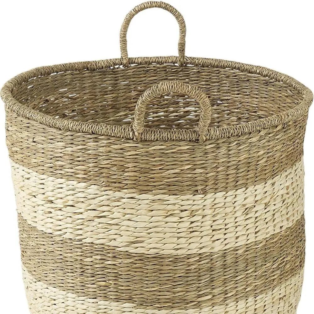 Set of Two Natural And Beige Wicker Basket - NOBLE HOME INTERIORS