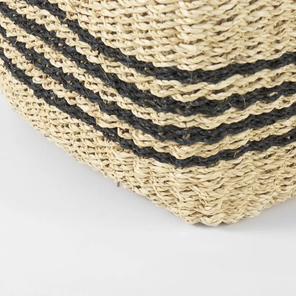 Set of Two Natural And Black Rattan Basket - NOBLE HOME INTERIORS