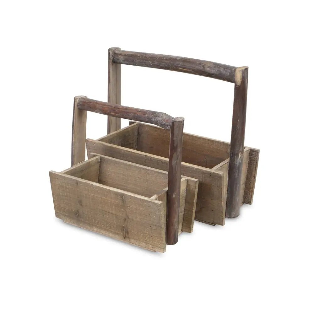 Set of Two Natural Solid Wood Cube or Bin - NOBLE HOME INTERIORS