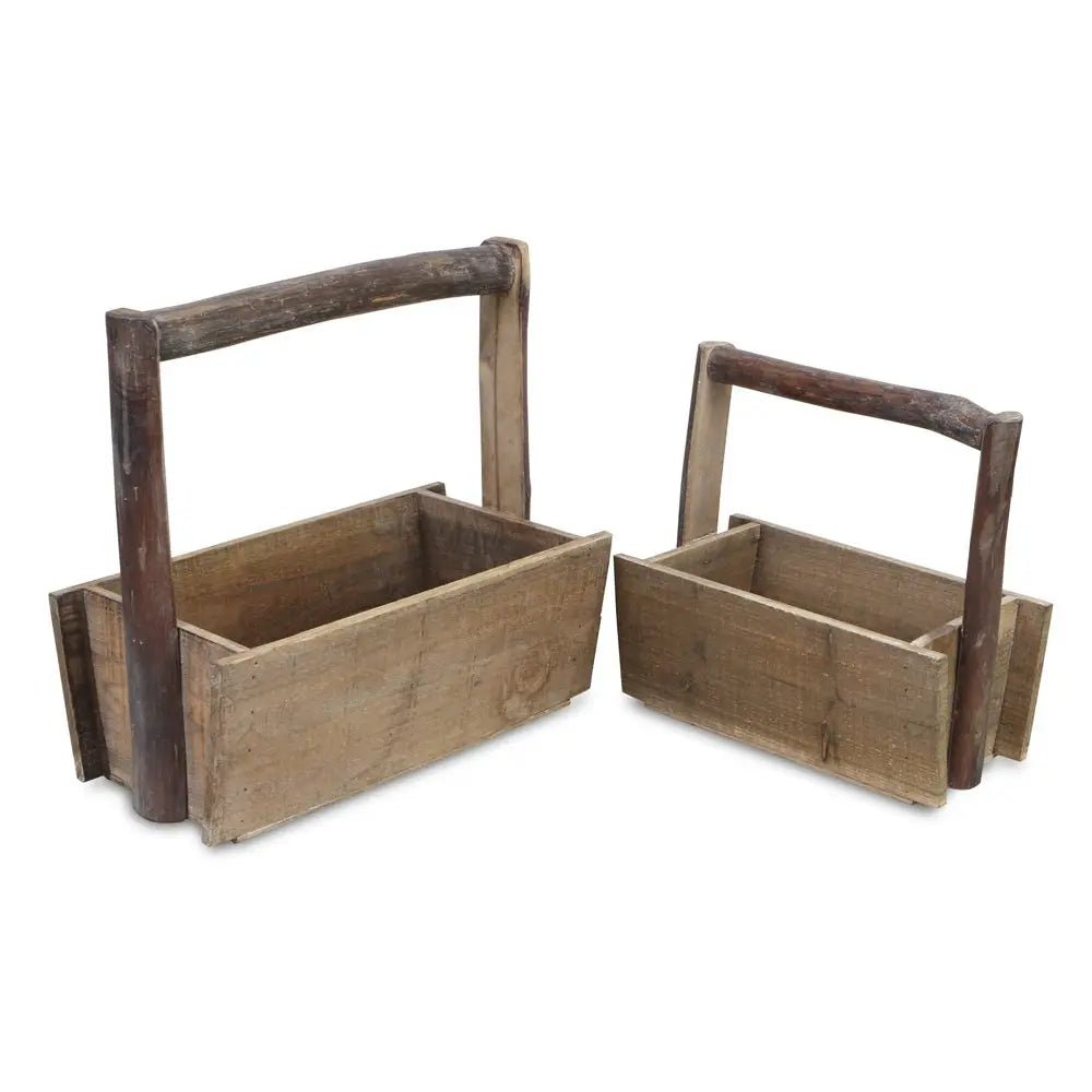 Set of Two Natural Solid Wood Cube or Bin - NOBLE HOME INTERIORS