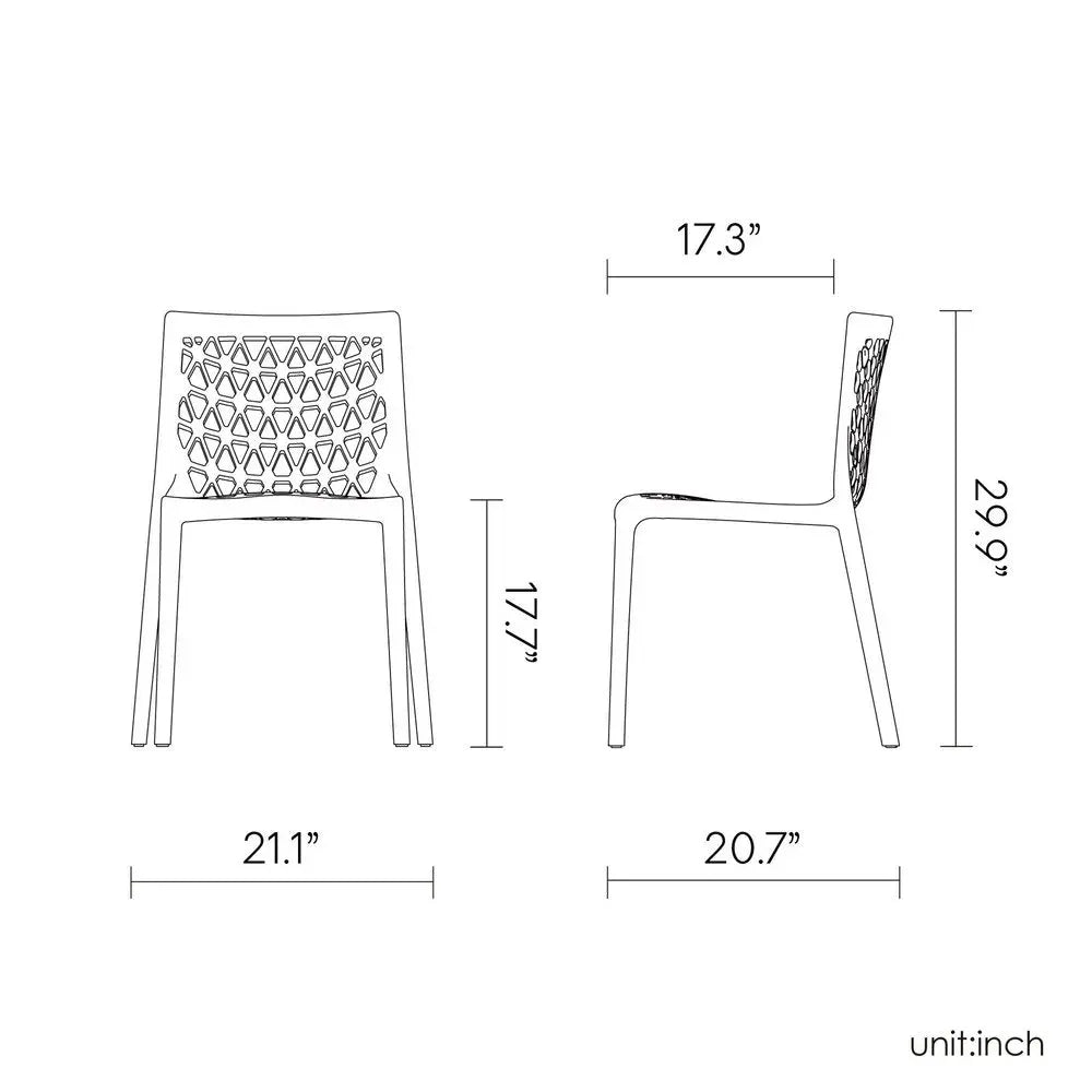 Set of Two Orange Heavy Duty Plastic Outdoor Stacking Dining Chairs - NOBLE HOME INTERIORS
