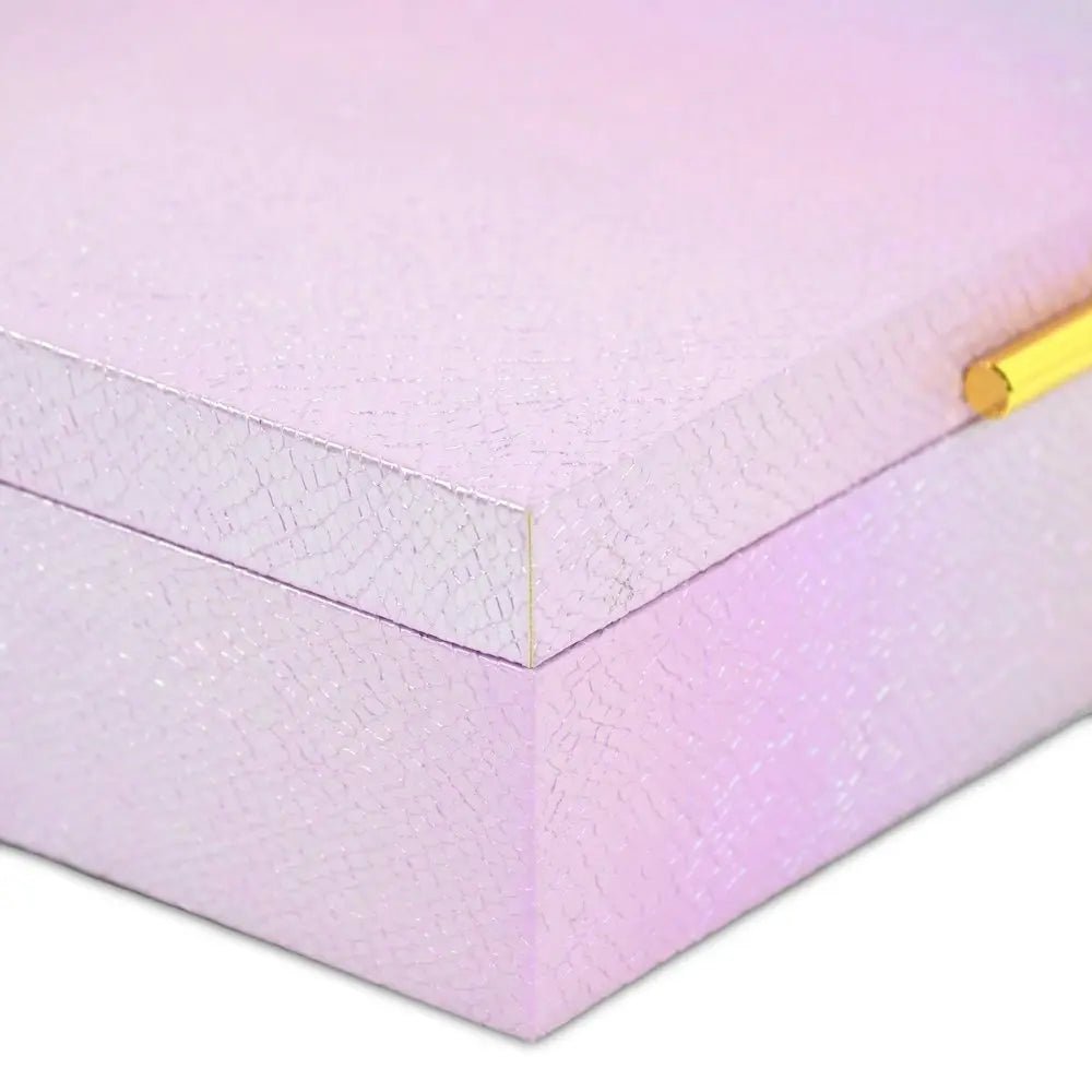 Set of Two Pink And Gold Faux Shagreen Nesting Storage Boxes With Lids - NOBLE HOME INTERIORS