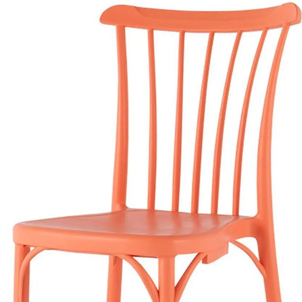 Set of Two Salmon Heavy Duty Plastic Outdoor Stacking Dining Chairs - NOBLE HOME INTERIORS