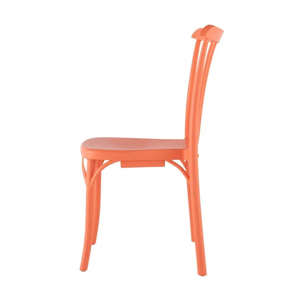 Set of Two Salmon Heavy Duty Plastic Outdoor Stacking Dining Chairs - NOBLE HOME INTERIORS