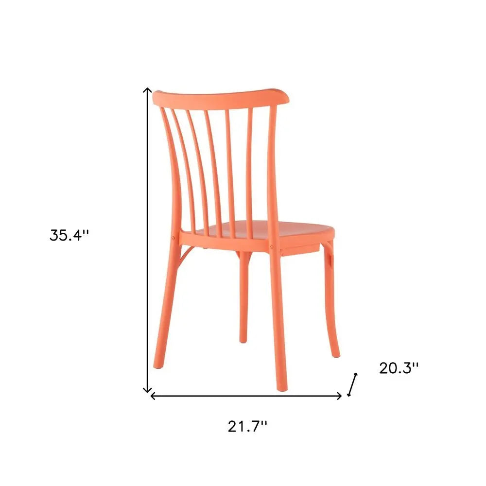 Set of Two Salmon Heavy Duty Plastic Outdoor Stacking Dining Chairs - NOBLE HOME INTERIORS