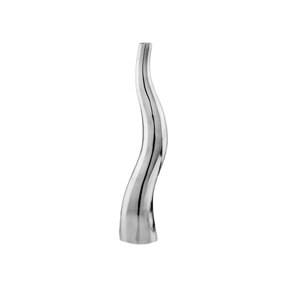 Set of Two Silver Aluminum Squiggly Vases - NOBLE HOME INTERIORS