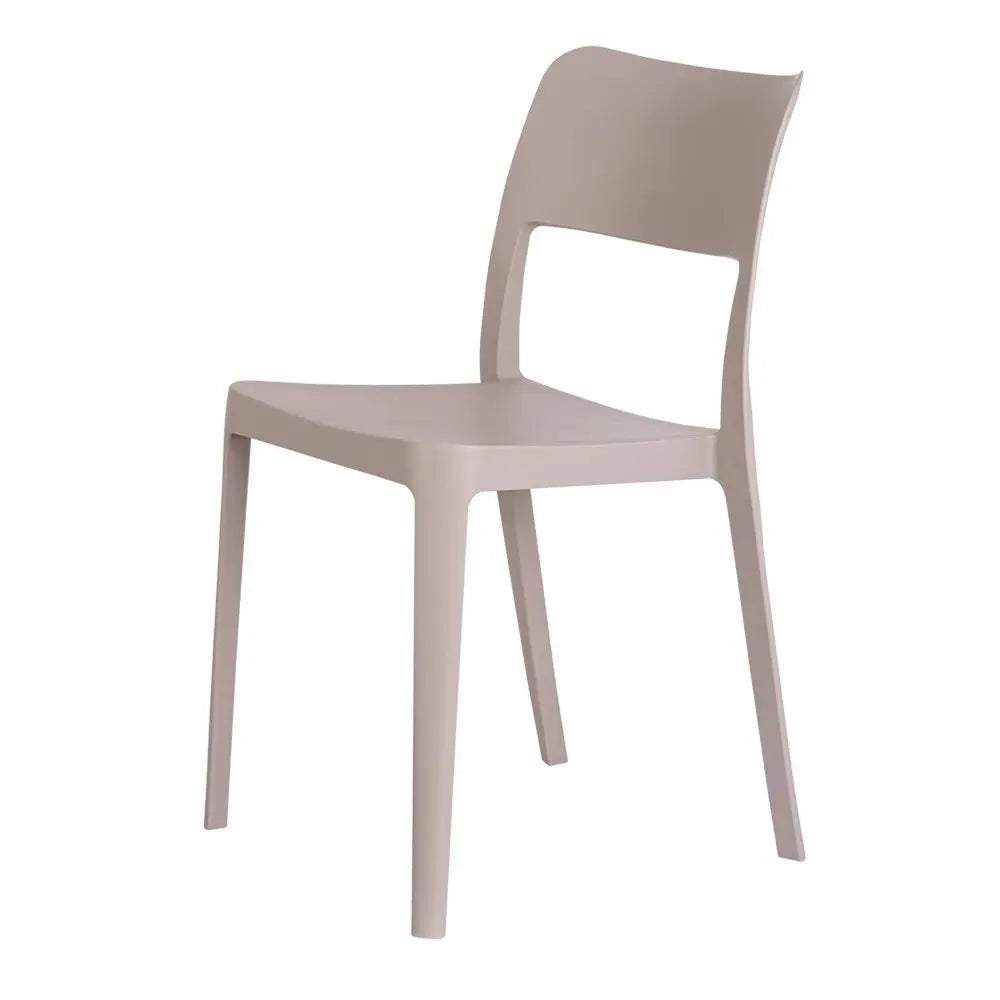Set of Two Taupe Heavy Duty Plastic Outdoor Stacking Accent Chairs - NOBLE HOME INTERIORS