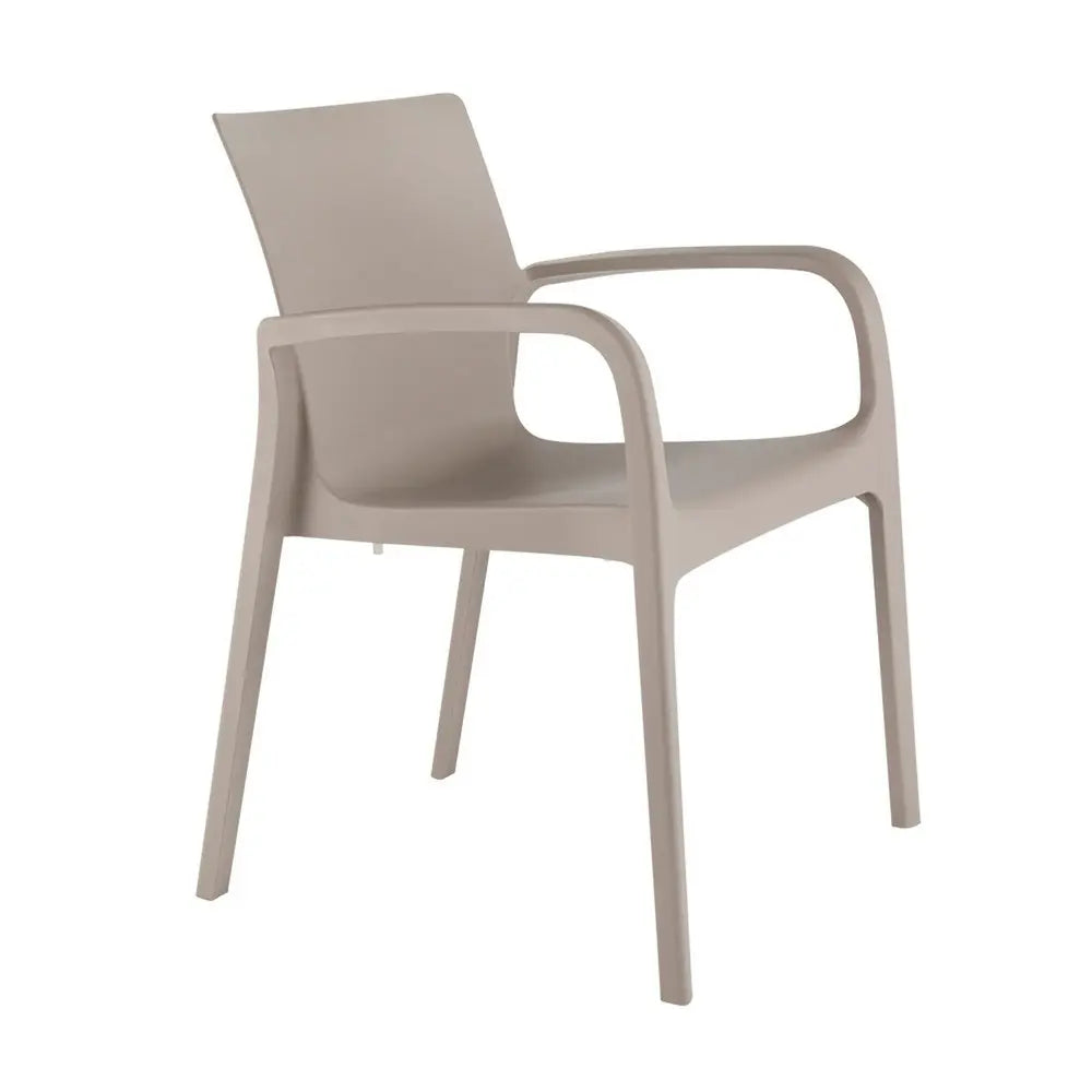 Set of Two Taupe Heavy Duty Plastic Outdoor Stacking Dining Chairs - NOBLE HOME INTERIORS
