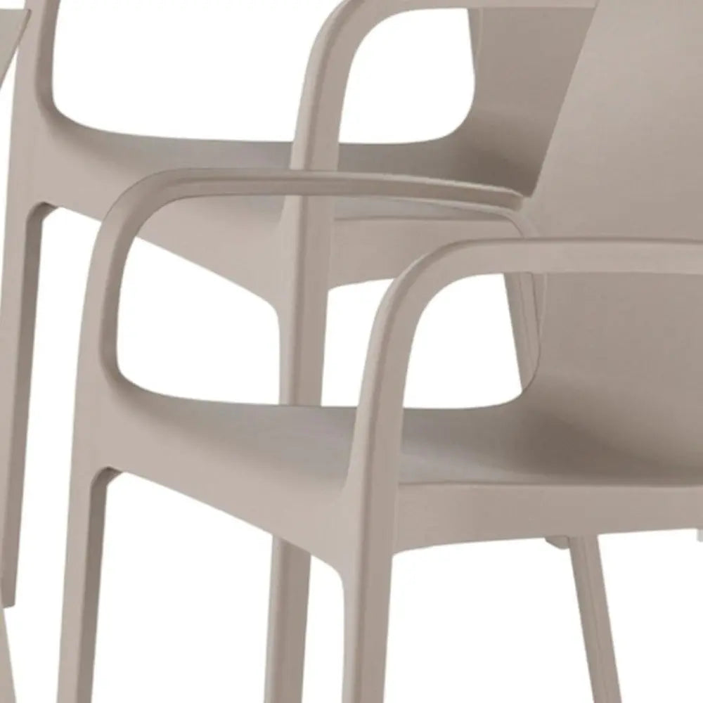 Set of Two Taupe Heavy Duty Plastic Outdoor Stacking Dining Chairs - NOBLE HOME INTERIORS
