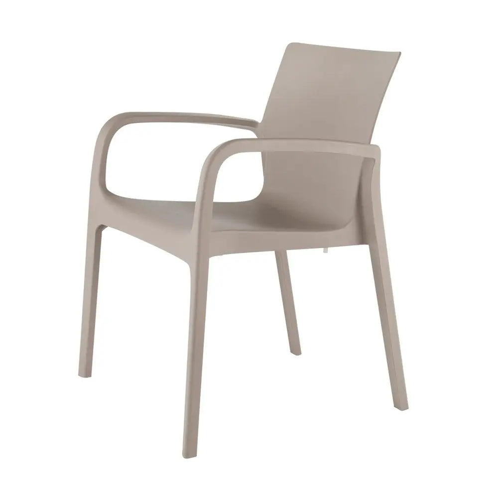 Set of Two Taupe Heavy Duty Plastic Outdoor Stacking Dining Chairs - NOBLE HOME INTERIORS
