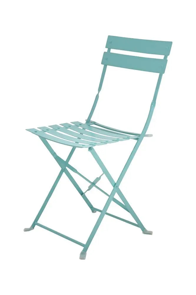Set of Two Teal Blue Aluminum Outdoor Folding Dining Chairs - NOBLE HOME INTERIORS